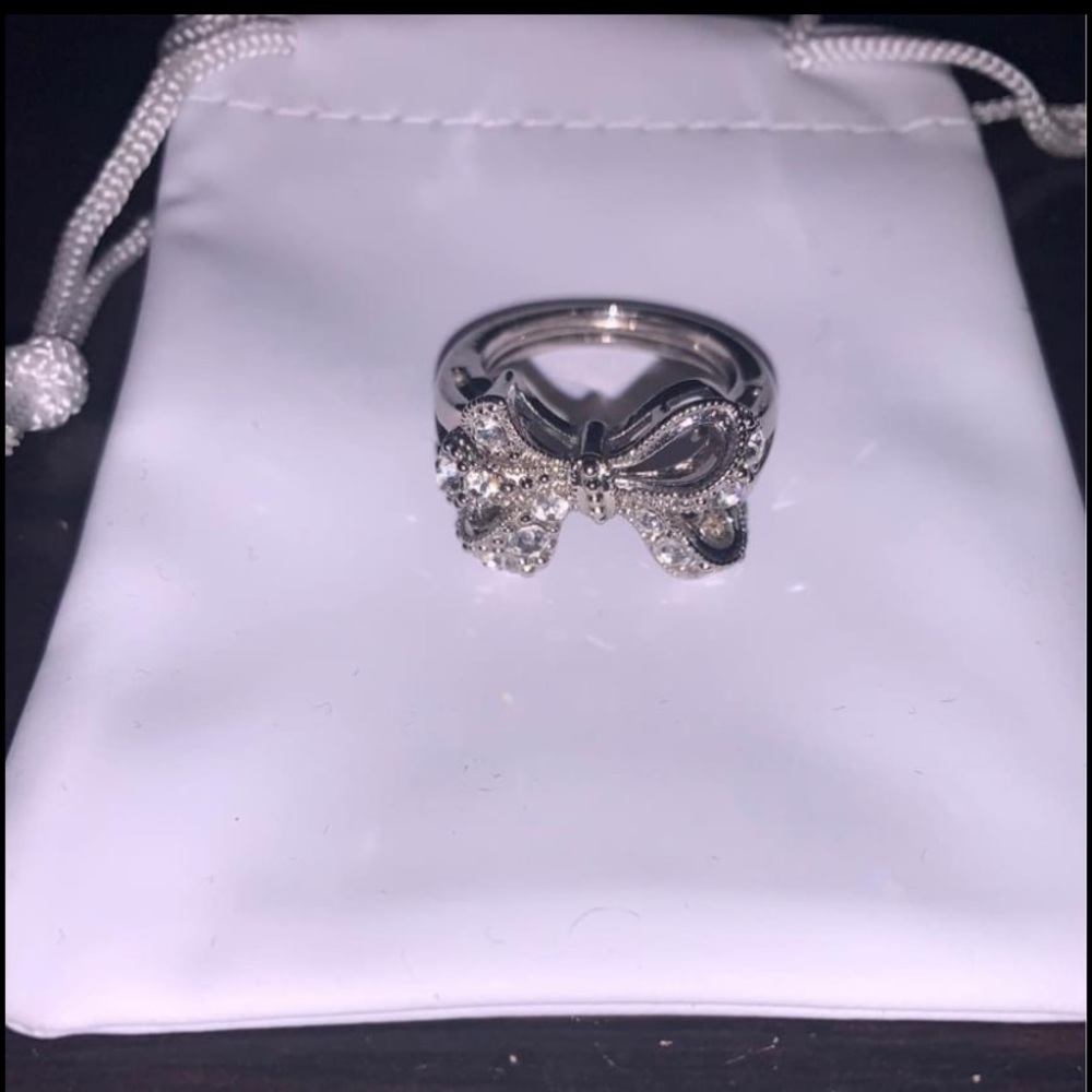 Silver Crystal Bow Ring